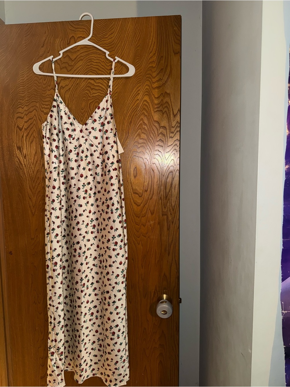 A New Day Rose Floral Satin Maxi Slip Dress Size M NWT